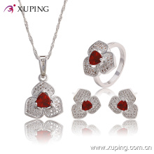 Mode Elegant CZ Diamant Heart-Shaped Rhodium Schmuck-Set für Hochzeit oder Party 63767